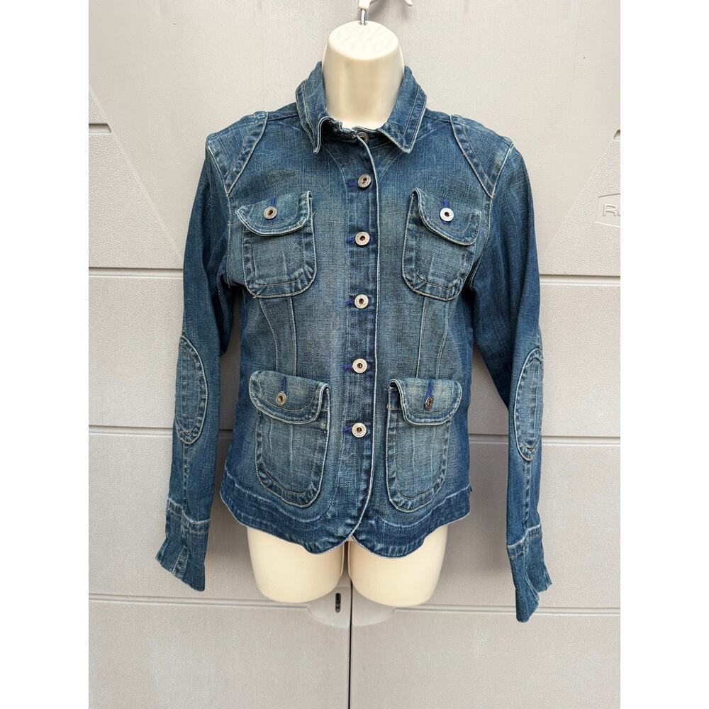 VTG Polo Jeans Ralph Lauren Women Denim Molly Jacket M Blue Utility Trucker Y2K - Picture 4 of 12